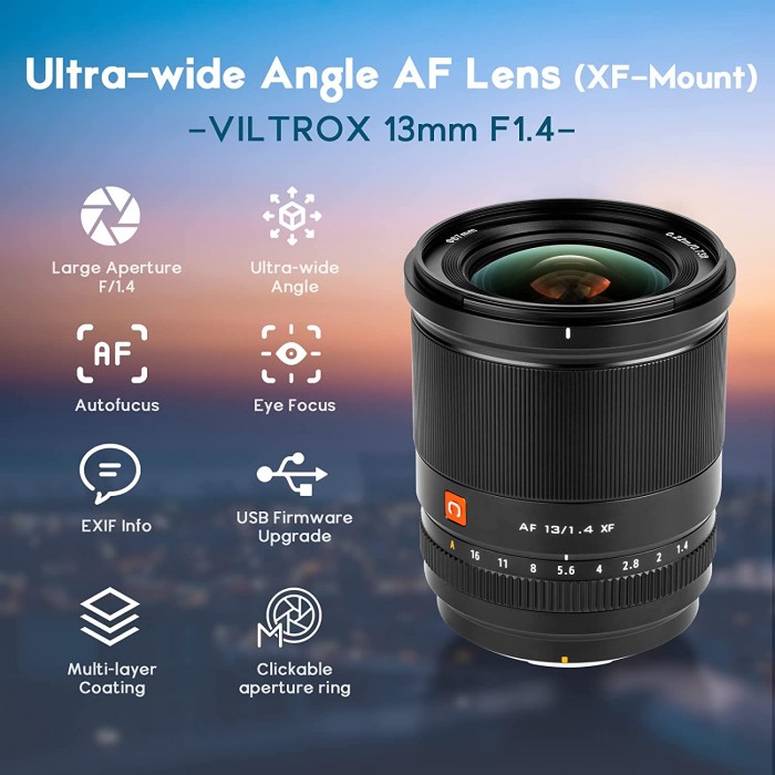 Viltrox 13mm F1.4 STM Auto Focus Ultra Wide Angle Lens APS-C Lens for Fuji X-Mount 